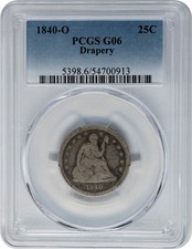 1840-O Seated Liberty Quarter 25c Drapery G06 PCGS 951775-7 picture