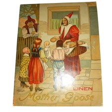 Antique 1907 Mother Goose Linen Book McLoughlin Bros Home Series Nursery Rhymes picture