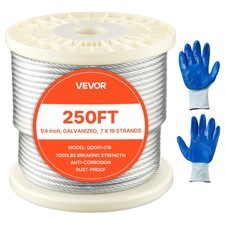 VEVOR Galvanized Carbon Steel Cable 1/4 in 7 x 19 Wire Rope 250 ft Cable Railing picture