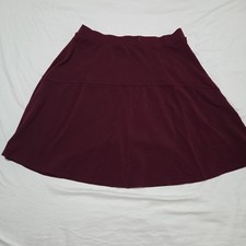 Ashley Stewart Burgundy A-Line Skater Skirt Women's Size 18/20 Stretch Pull-On picture