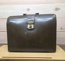 Vtg 1960s Antique Olive,Brown Leather Briefcase Doctor Bag Satchel  - 16