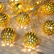 10 Ft. 20 LED Moroccan Globe LED Fairy String Lights - Battery Powered Party Han picture