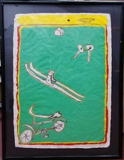 Robin van Arsdol Original Painting I Remember Abstract Skiiing Bicycle Keys R.V. picture