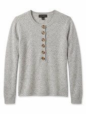 The Limited Women’s Juniors L Gray Solid Knit Crew Neck Button Pullover Sweater picture