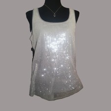 Chico's Allover Sequin Tank Top Gray/Silver - Size 1 (Med) Party Girls Night picture