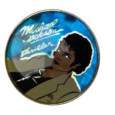 Vintage Michael Jackson Thriller Hologram Pinback Button 1980s Flasher Badge MJ picture