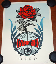 Shepard Fairey Art Print Eyes Open S/# 625 Obey Giant Peace Screen Print Poster picture