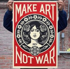 Shepard Fairey OBEY Make Art Not War 24x36 Signed Offset Lithograph Print picture
