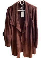 Barefoot Dreams CozyChic Lite Ribbed Sleeve Cardigan FIG Size L picture