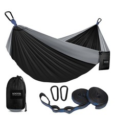Kootek Camping Hammock 500 lbs Capacity, Portable Large, Black & Grey  picture