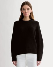 Everlane Pure Wool Chunky Oversized Black Ribbed Sweater, Size L picture