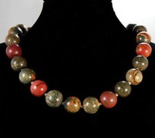 6/8/10/12/14mm Multicolor Picasso Jasper Gemstone Round Beads Necklace 18