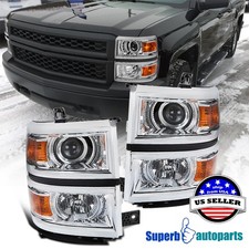 Fits 2014-2015 Chevy Silverado 1500 Projector Headlights Turn Signal Lamps Pair picture