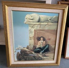 Large Hand-Painted Pre-Owned Portrait in Good Overall condition picture