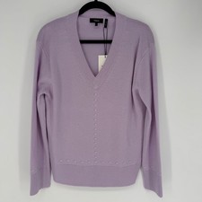THEORY OVERSIZED V-NECK PULLOVER RE WOOL CASH PRISM LAVENDER NWT SMALL COZY GIRL picture