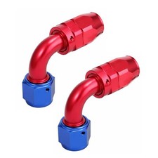 2Pcs AN6 90 Degree Swivel Hose End Fitting Adaptor For Fuel CPE Hose Red-Blue picture