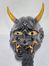 Prajna Tengu Cosplay Black/ Gold Mask Japanese Devil Demon Oni Samurai Mask picture