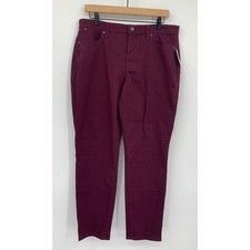 Talbots Jeans Womens 12 Burgandy Slim Ankle Slimming Panel High Rise Pants NEW picture