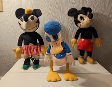 Rare VTG 1930s Mickey Minnie Minnie Mouse Donald Duck Cloth Doll Set McCall... picture