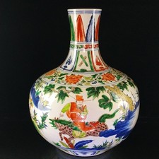 Antique Chinese Yuan Dynasty Five-Color Hand-Painted Celestial Globe Vase picture