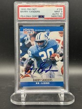 1990 Pro Set - Barry Sanders #102 Autograph PSA 10 Detroit Lions NFL Sports Card picture
