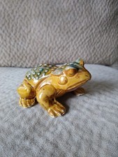 Vintage Ceramic Frog Figurine Made in Japan Glazed Realistic Toad Statue picture