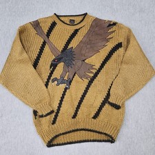 Vintage Gabrielle Sweater Leather Eagle Large Acrylic Made In Korea picture