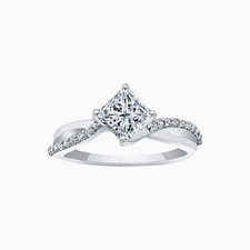 925 Silver 4.00Cts. Princess Shape Certified White Diamond Ring - Tariffs Free picture