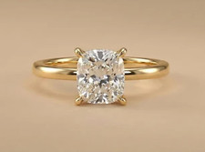 IGI 2.10Ct Cushion Cut EF/VS1 Lab Grown Diamond Hidden Halo Ring 14K Yellow Gold picture