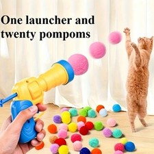 Cat Ball Toy Launcher Gun 20Pcs Cat Toys for Indoor Cats Interactive Kitten Toys picture