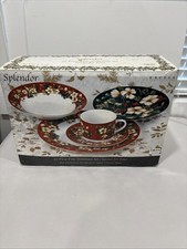 Sakura Splendor by Oneida 20 Piece Fine Stoneware Set White Floral and Holly  picture
