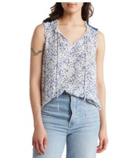 Bobeau Plus Womens Crochet Yoke Romantic Flowers Sleeveless Shirt Blouse 1X picture