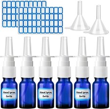 10 Pcs Nasal Spray Bottle, 10ML/0.35OZ 6 Pcs Glass Blue Refillable Fine Mist ... picture