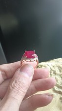 10.5ctw Mahaleo Genuine Red Ruby & Diamonds 10K Solid Yellow Gold Women's Ring picture