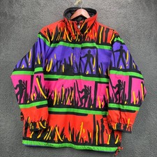 Skea Vintage 90s Ski Jacket Womens 10 Neon Abstract Colorblock Anorak Pullover picture