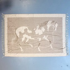 RARE HERMÈS  Plaid à Frang Cheval blanket 100% Cashmere Equestrian Horse Themed picture