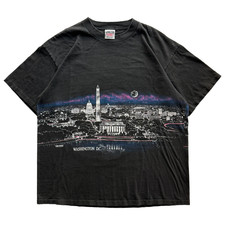 Vintage 1989 Washington DC Night Skyline USA America AOP Tee Size XL Oneita picture