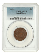1864 2C PCGS VG10 (Small Motto) - Two Cent - Key Date picture