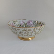 J.P.L. Jean Pouyat  Limoges Porcelain Footed Bowl Hand Painted Roses  6x13