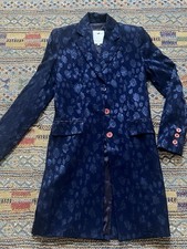 Vertigo Pour La Ville Paris Long Brocade Blue Jacket Blazer Sz Medium Vintage picture