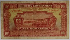Bermuda 10 Shillings 1927, P#4, King George, VF, Scarce picture