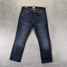 J.Crew 484 Jeans Mens 32x27 Blue Cotton Denim Straight Slim Fit Whiskered Faded picture