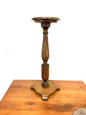 Antique Vintage Quarter Sawn Tiger Oak Pedestal Plant Stand 35