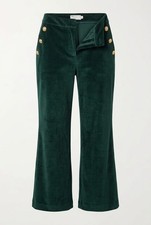 Maison d'Amélie Paris Velvet Wide-Leg Pants, Sailor-Style with Gold Buttons picture