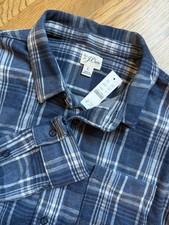 J Crew Lightweight Seaboard soft-knit shirt Blue White Plaid Size Large NWT picture