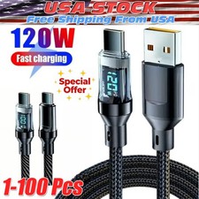 120w Super Fast USB Type-C Charging Braid IPhone 16 15 Lead with Display LOT picture