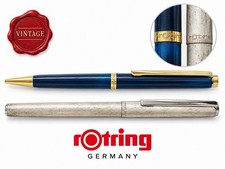 ROTRING Rollerball Pen And Ballpoint Pen Lacquer Blue Satin Steel Vintage '80 picture
