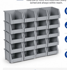 38-Bin Rail Mount Storage Organizer, Stackable Modular Bins, Gray picture