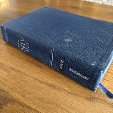 Zondervan NIV Study Bible Top Grain Blue Leather Red Letter Color Timeline Maps picture