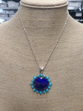 Lapis Lazuli & Composite Turquoise Sterling Silver Sun Enhancer Pendant With 18